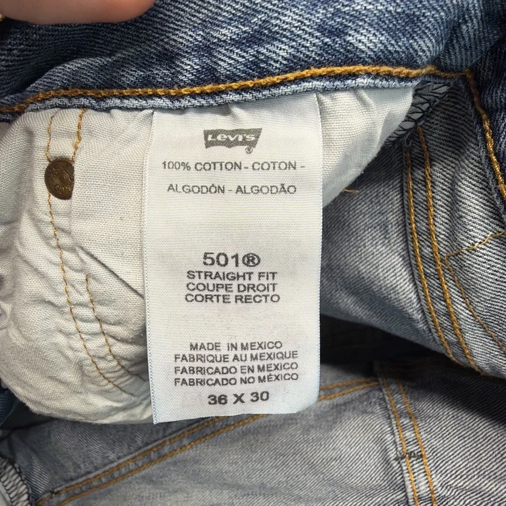 Levi's 501 Jeans Mens 36x30 Blue Denim Straight Leg Button Fly Made In Mexico